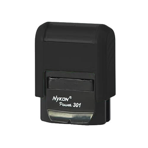 carimbo-automatico-nykon-black-301-preto-1.jpg Carimbo Automático Nykon Power Black 301 Preto – 27x10mm - Imagem 1